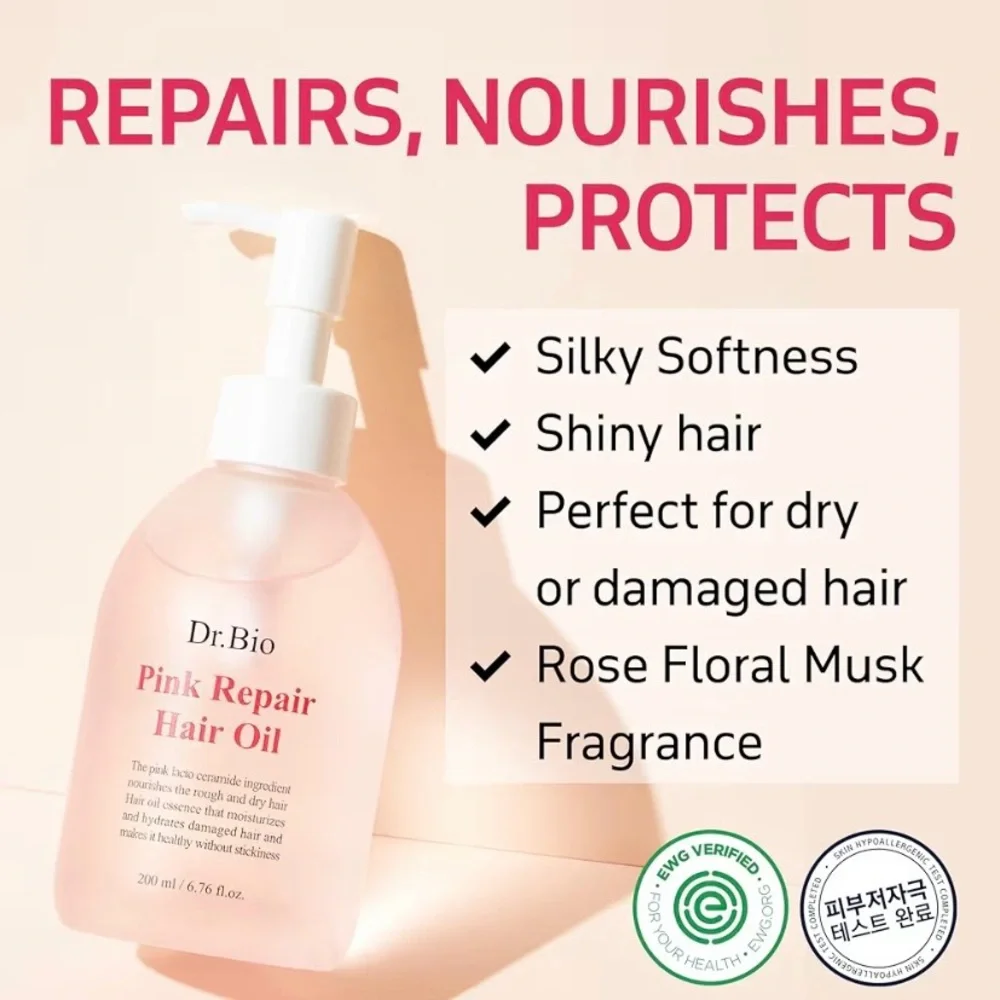 Dr. Bio Pink Repair Hair Oil 6.76oz Probiotic Protein Split End‎ Treatment